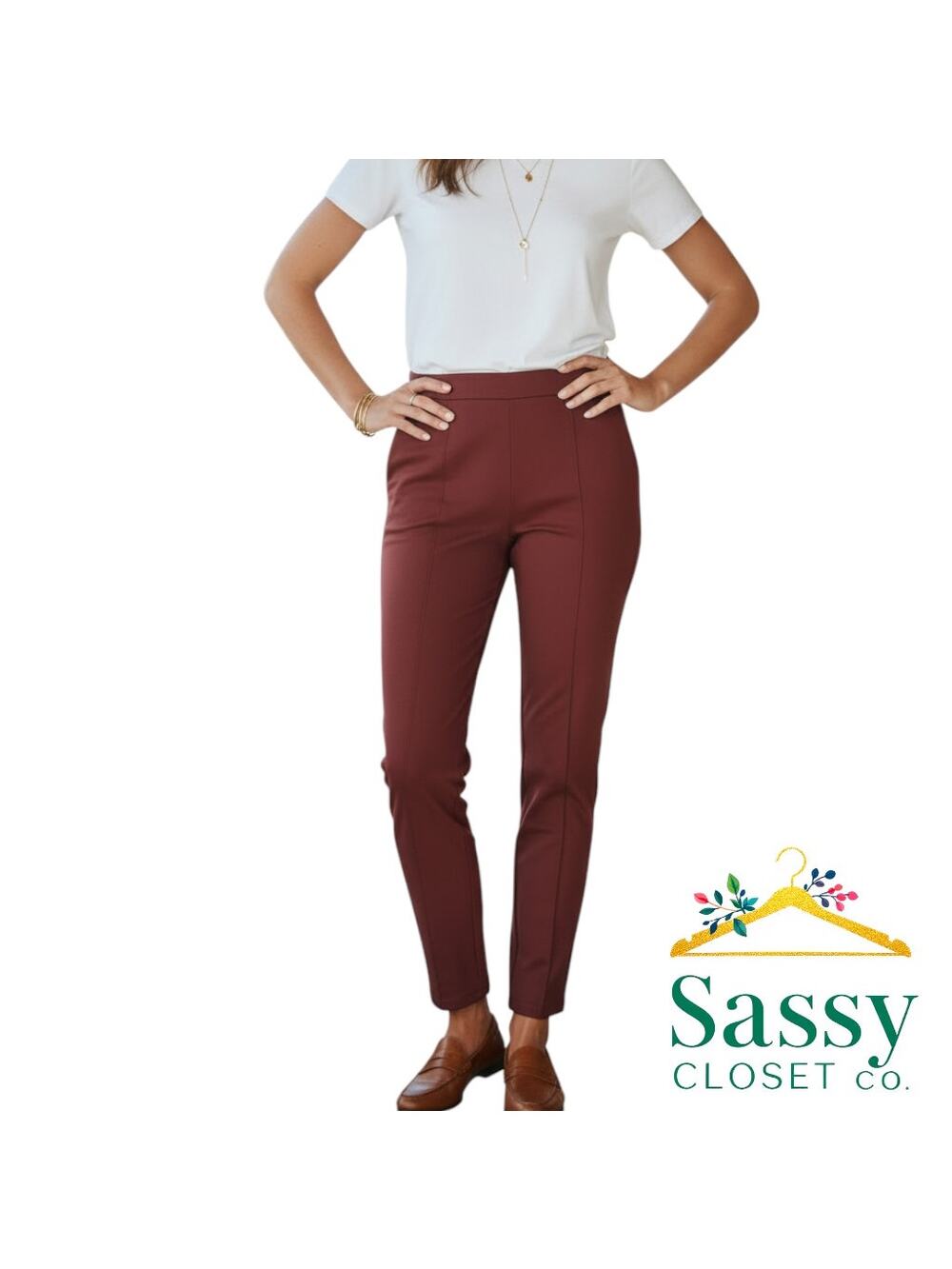 ✨ VINCE Brown Straight Leg Ankle Slit Pants High Rise L🤎